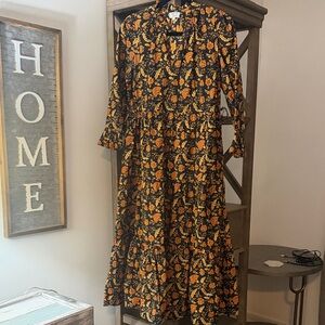 Chic Long Sleeve Floral Maxi Dress